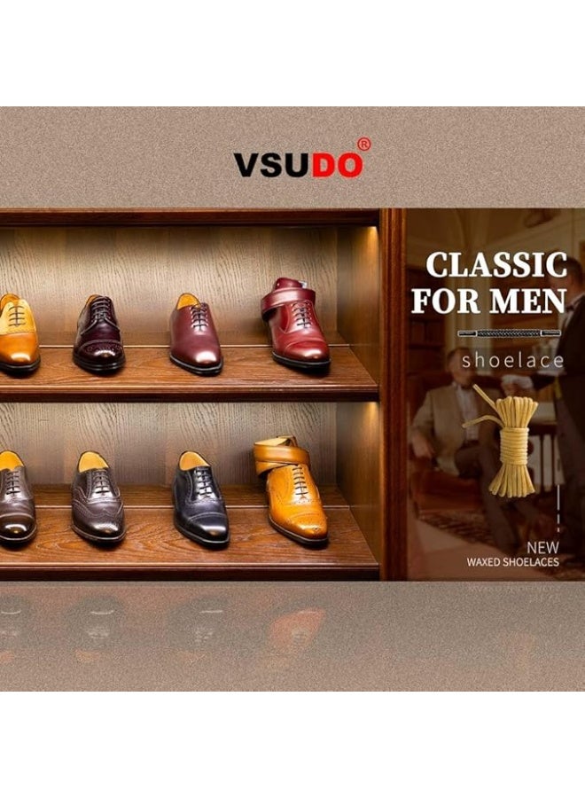 2 Pairs Waxed Round Dress Shoelaces, 1/8" Thin Formal Business Oxford Shoe Lace for Men or Women’s Chukka/Desert Boots - Image 3